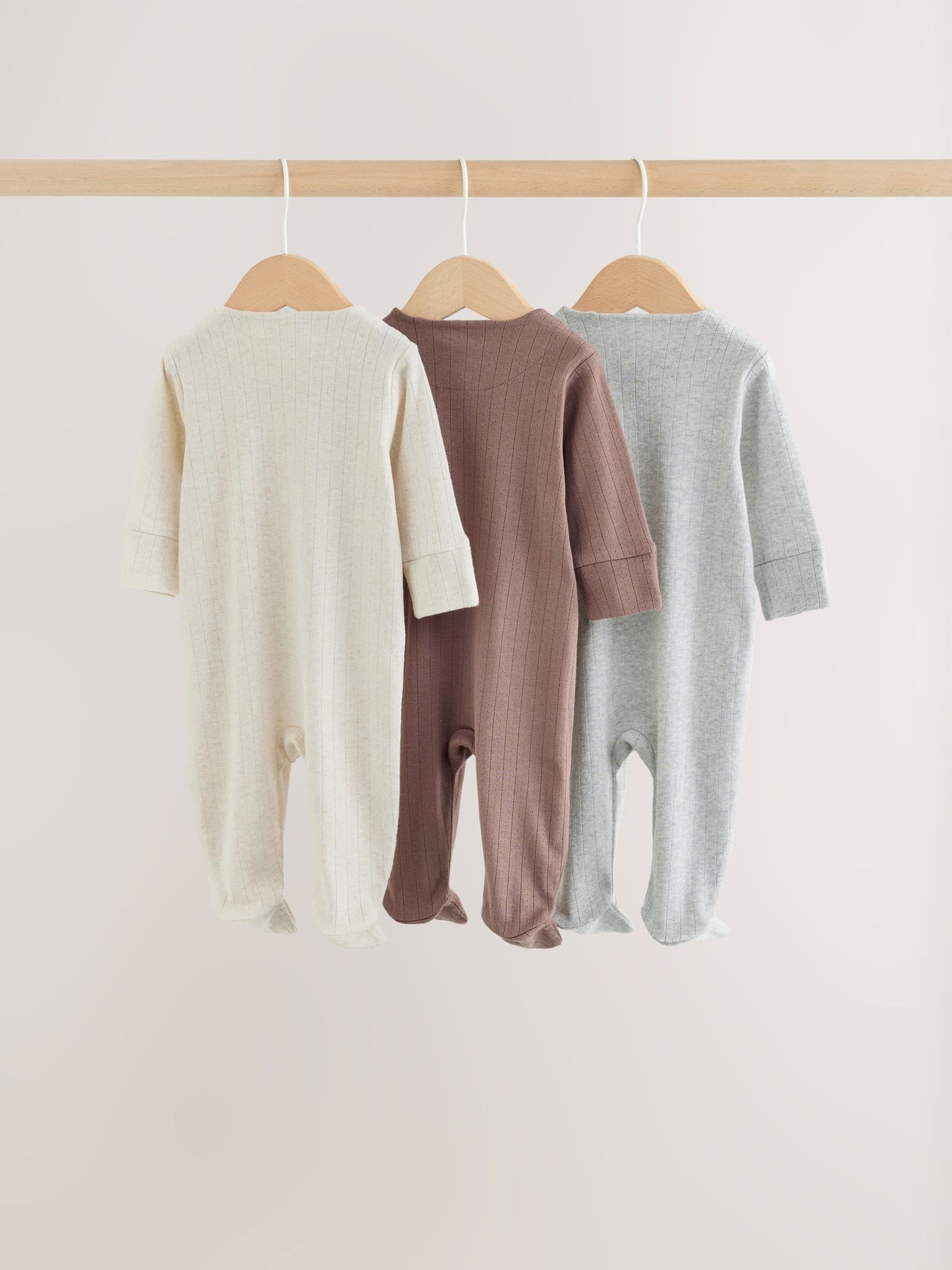 Neutral Pointelle Baby Sleepsuit 3 Pack (0-2yrs) image 2