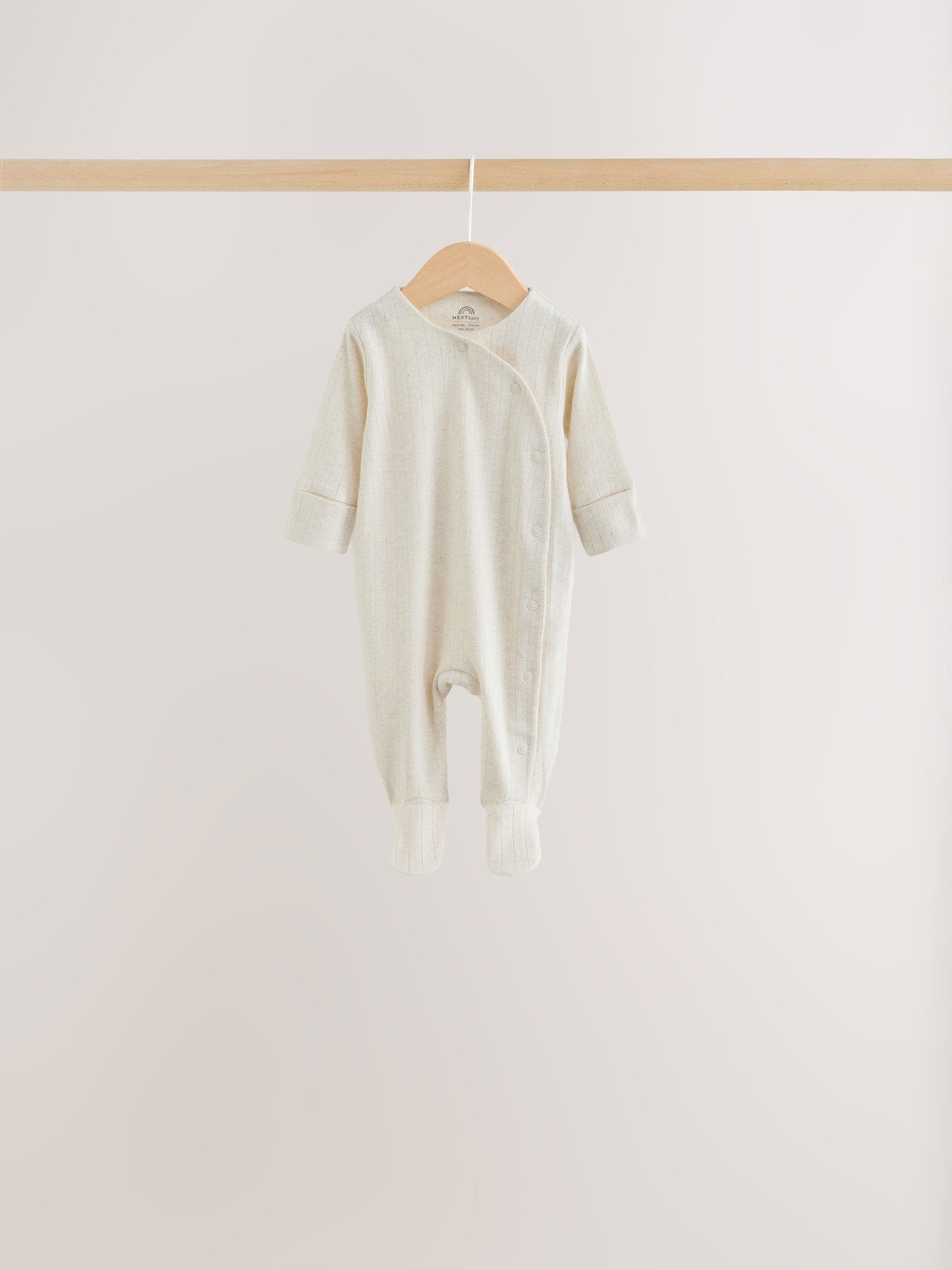 Neutral Pointelle Baby Sleepsuit 3 Pack (0-2yrs) image 4