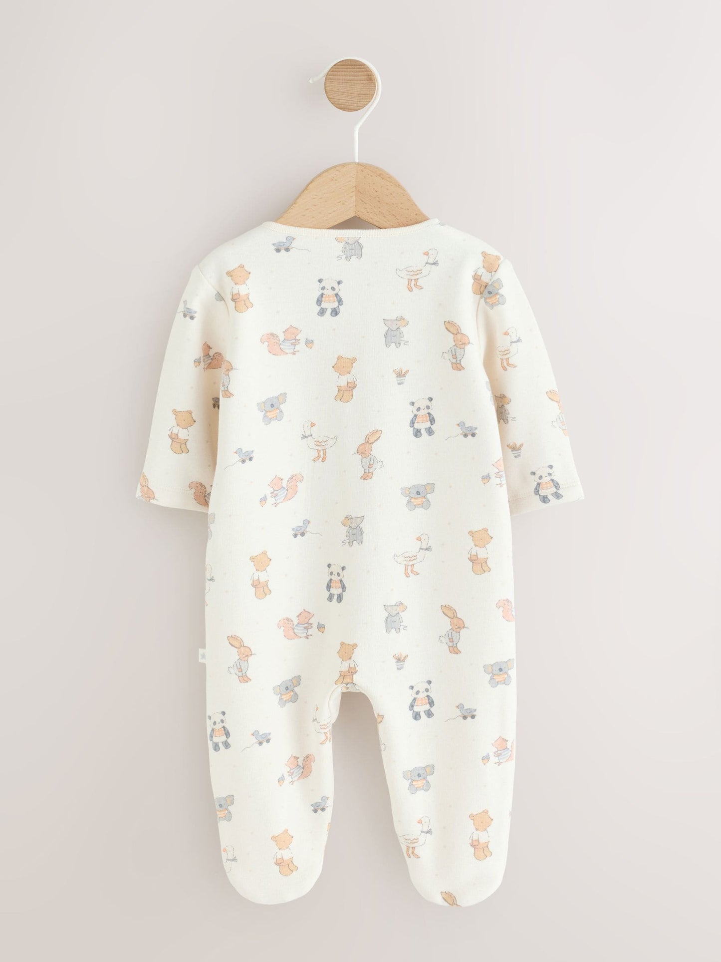 Neutral Animal Fleece Lined Two Way Zip Baby Sleepsuit image 2