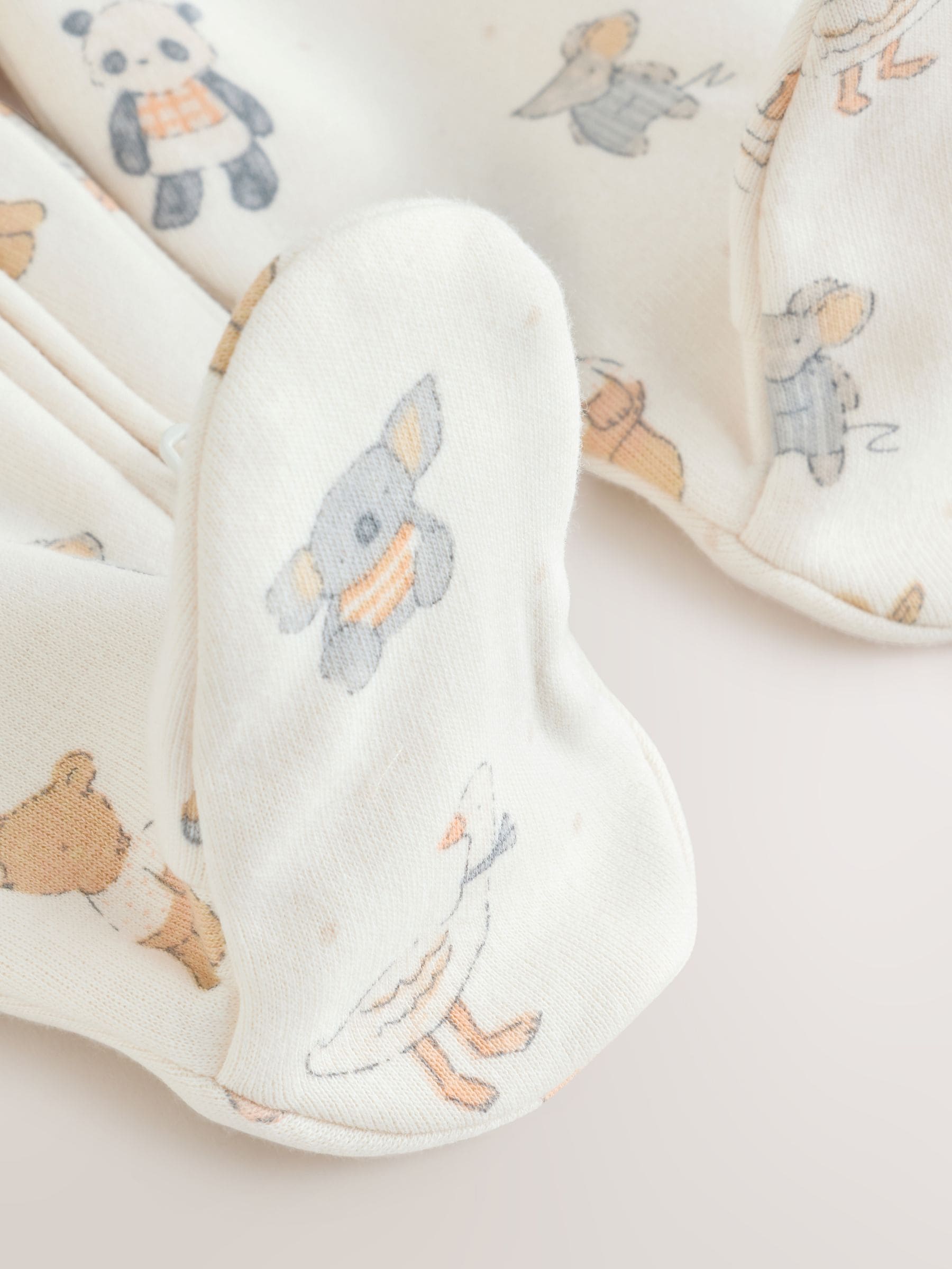 Neutral Animal Fleece Lined Two Way Zip Baby Sleepsuit image 6