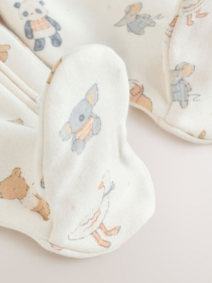 Neutral Animal Fleece Lined Two Way Zip Baby Sleepsuit image 6