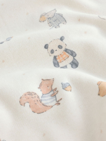 Neutral Animal Fleece Lined Two Way Zip Baby Sleepsuit image 7