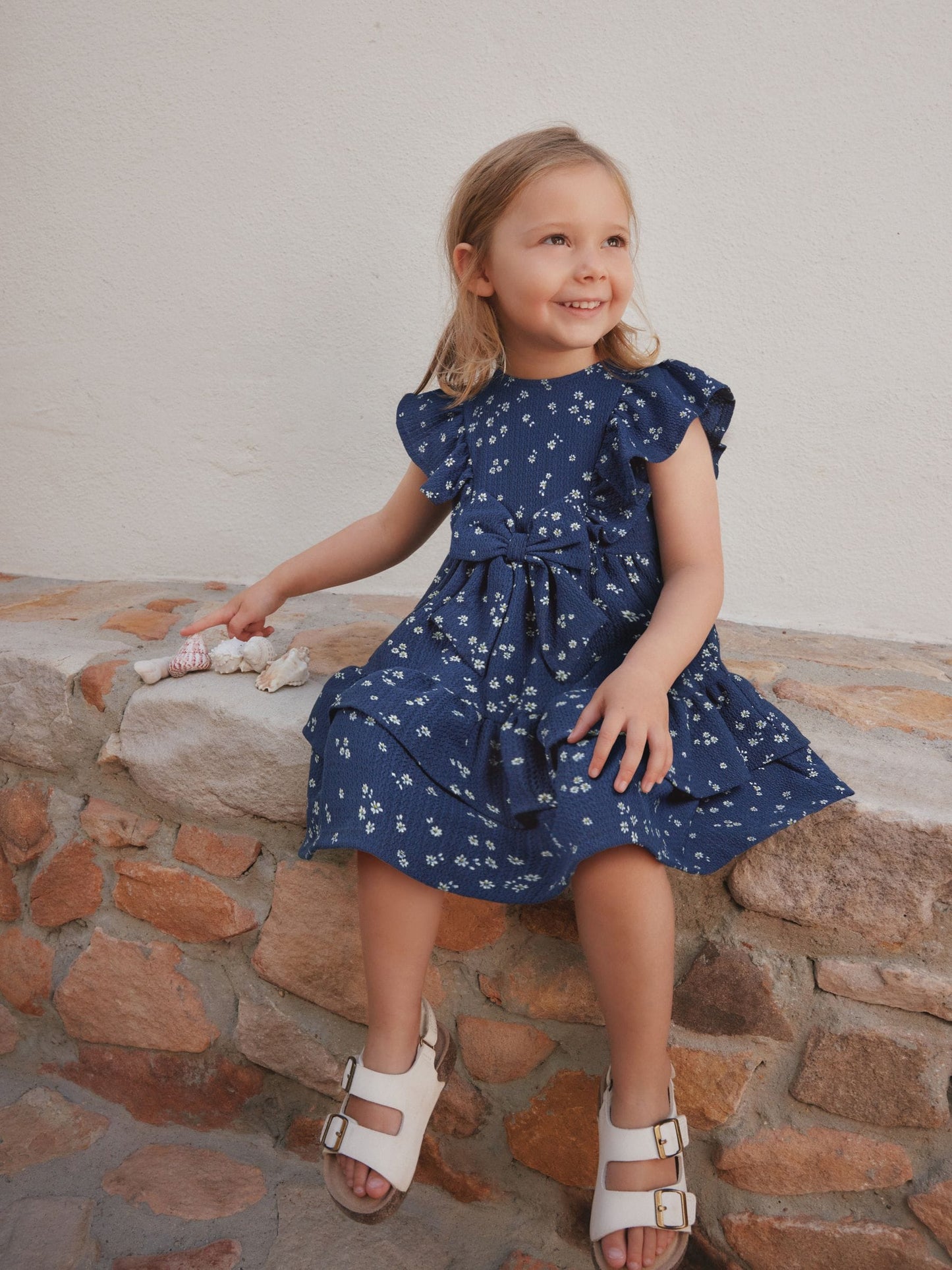 Navy Tiered Summer Dress (3mths-7yrs) image 2