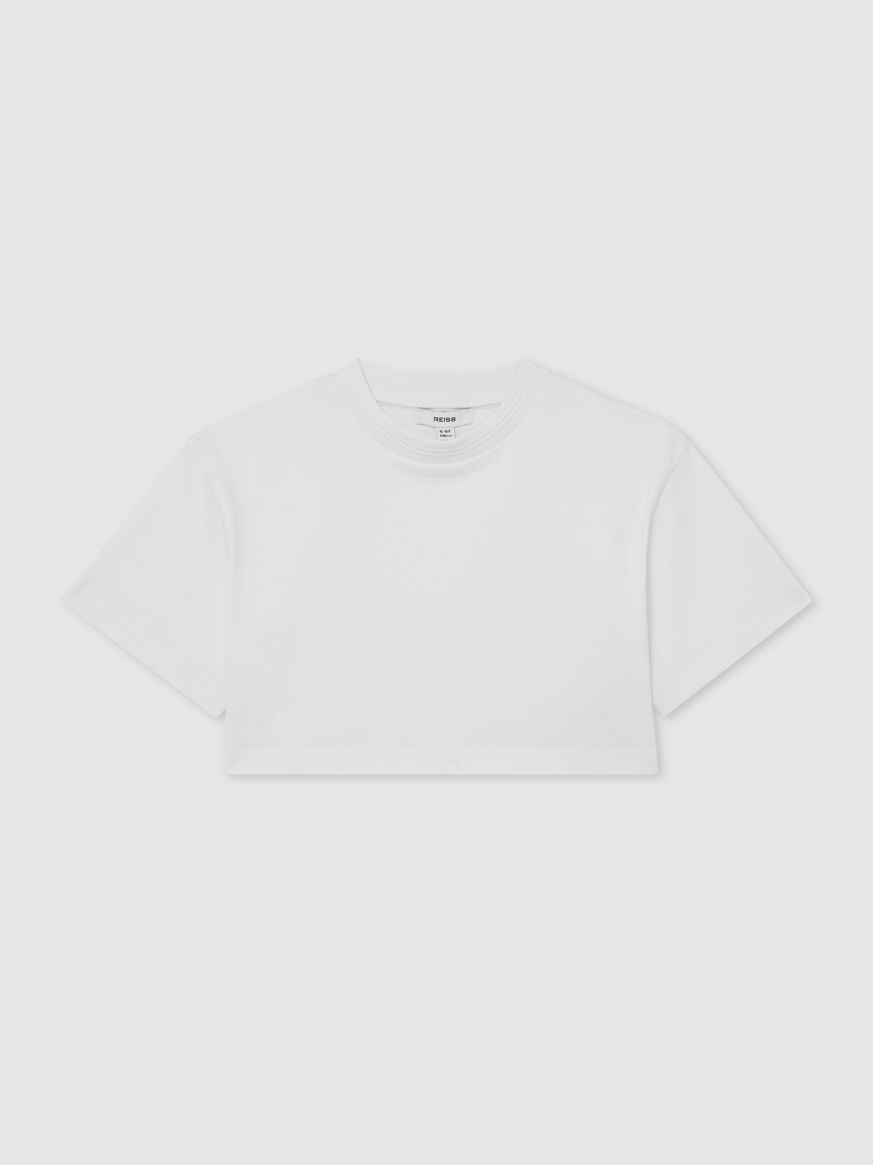 Reiss White Isabel 9-13 yrs Cotton Relaxed Cropped T-Shirt image 2