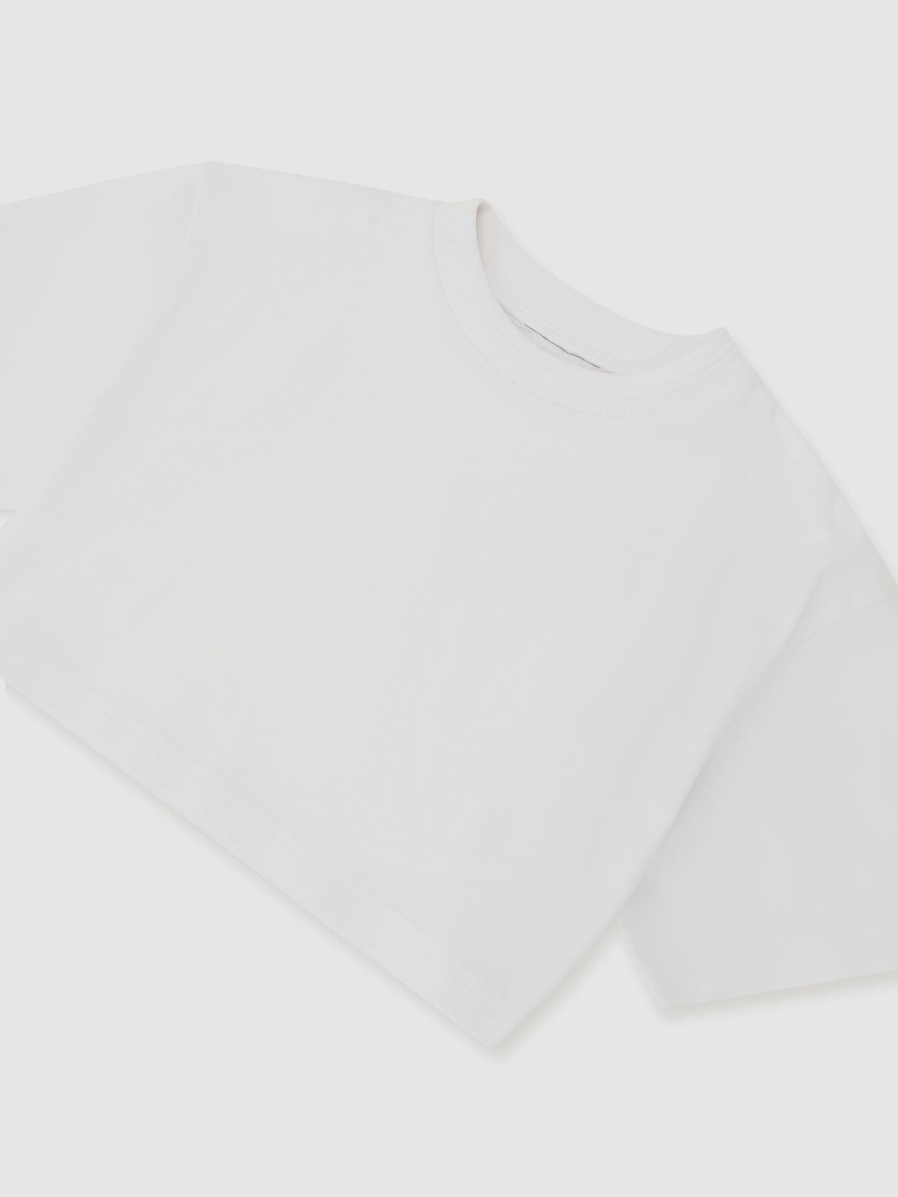 Reiss White Isabel 9-13 yrs Cotton Relaxed Cropped T-Shirt image 3