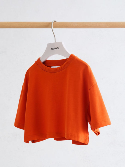 Reiss Orange Isabel 9-13 yrs Cotton Relaxed Cropped T-Shirt image 1