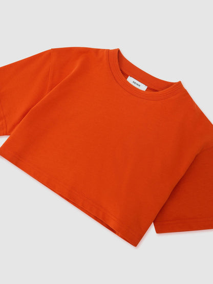 Reiss Orange Isabel 9-13 yrs Cotton Relaxed Cropped T-Shirt image 3
