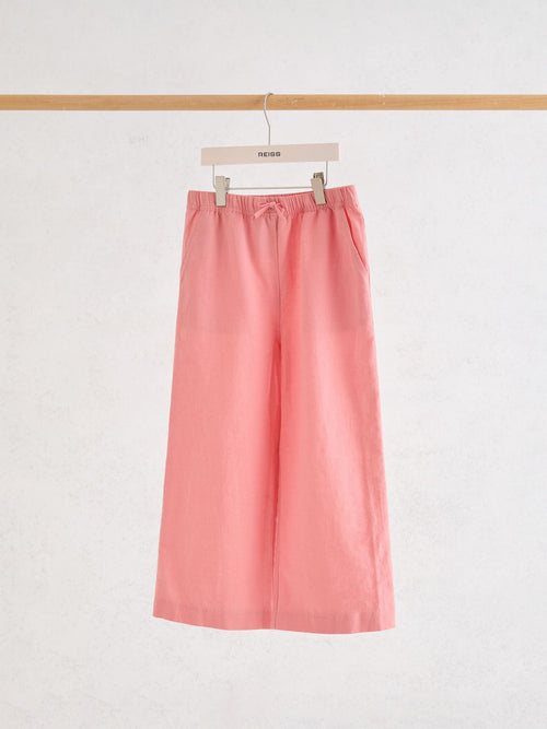 Reiss Coral Pink Cleo 9-13 yrs Cotton-Linen Drawstring Trousers image 1
