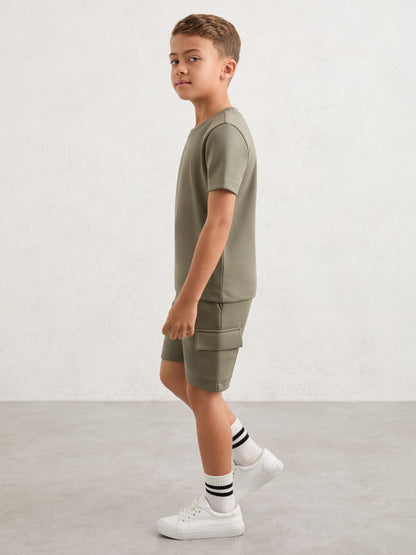Reiss Sage Oliver 9-13 yrs Premium Interlock-Jersey Cargo Shorts image 3