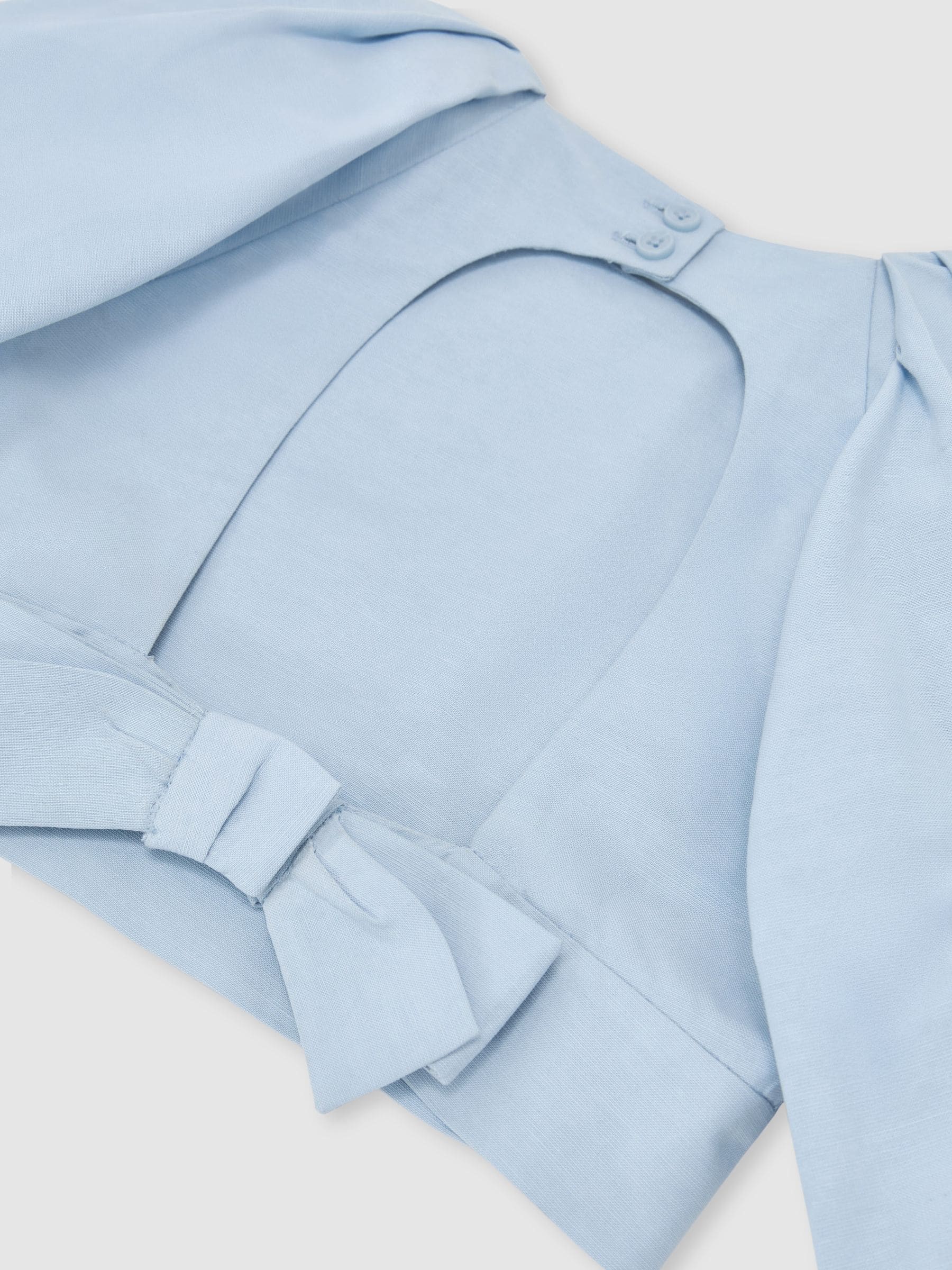 Reiss Pale Blue Marlie 3-9 yrs Puff-Sleeve Tie-Back Top image 5