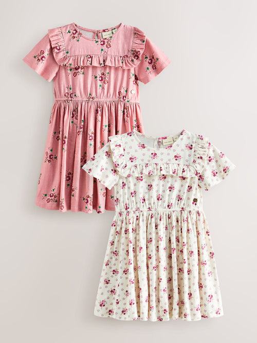 Dsiney Kidz - Laura Ashley Pink/Cream Short Sleeve Jersey Dress 2 Pack image 1