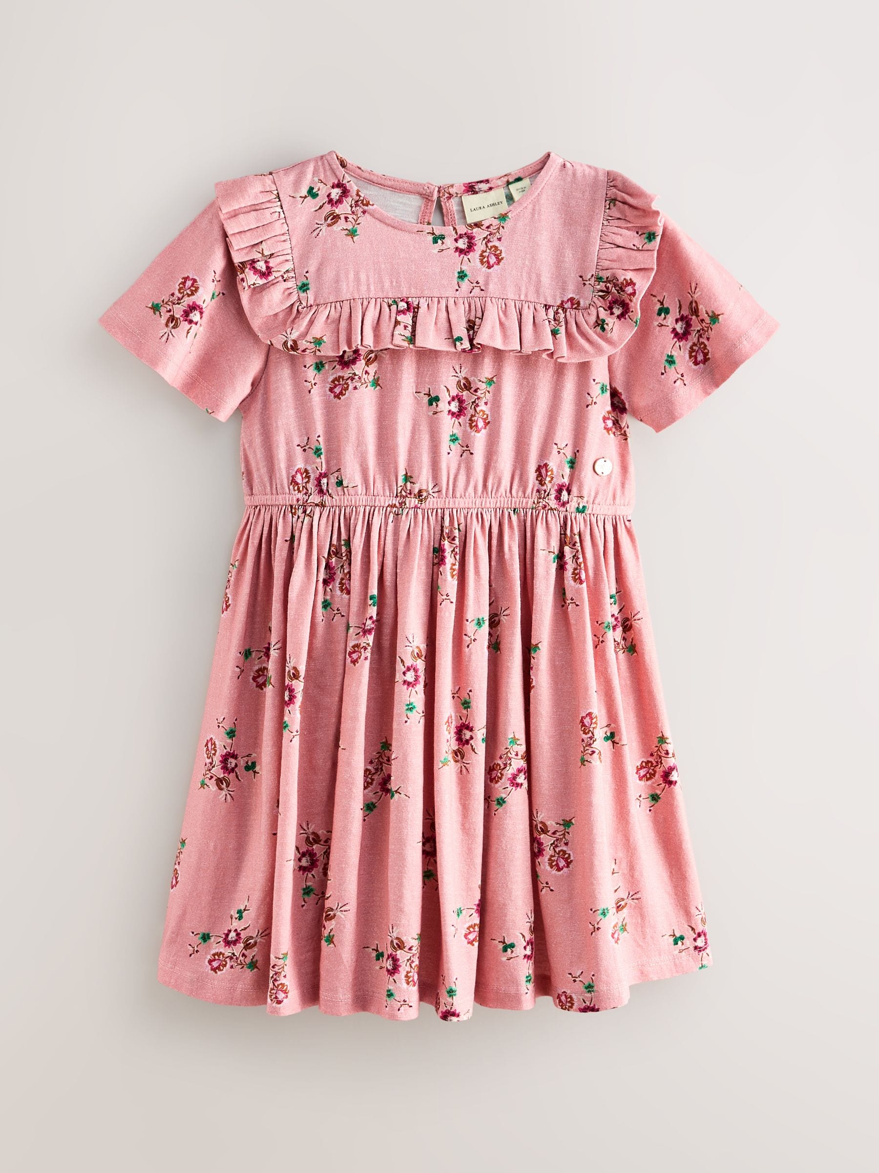 Laura Ashley Pink/Cream Short Sleeve Jersey Dress 2 Pack image 3