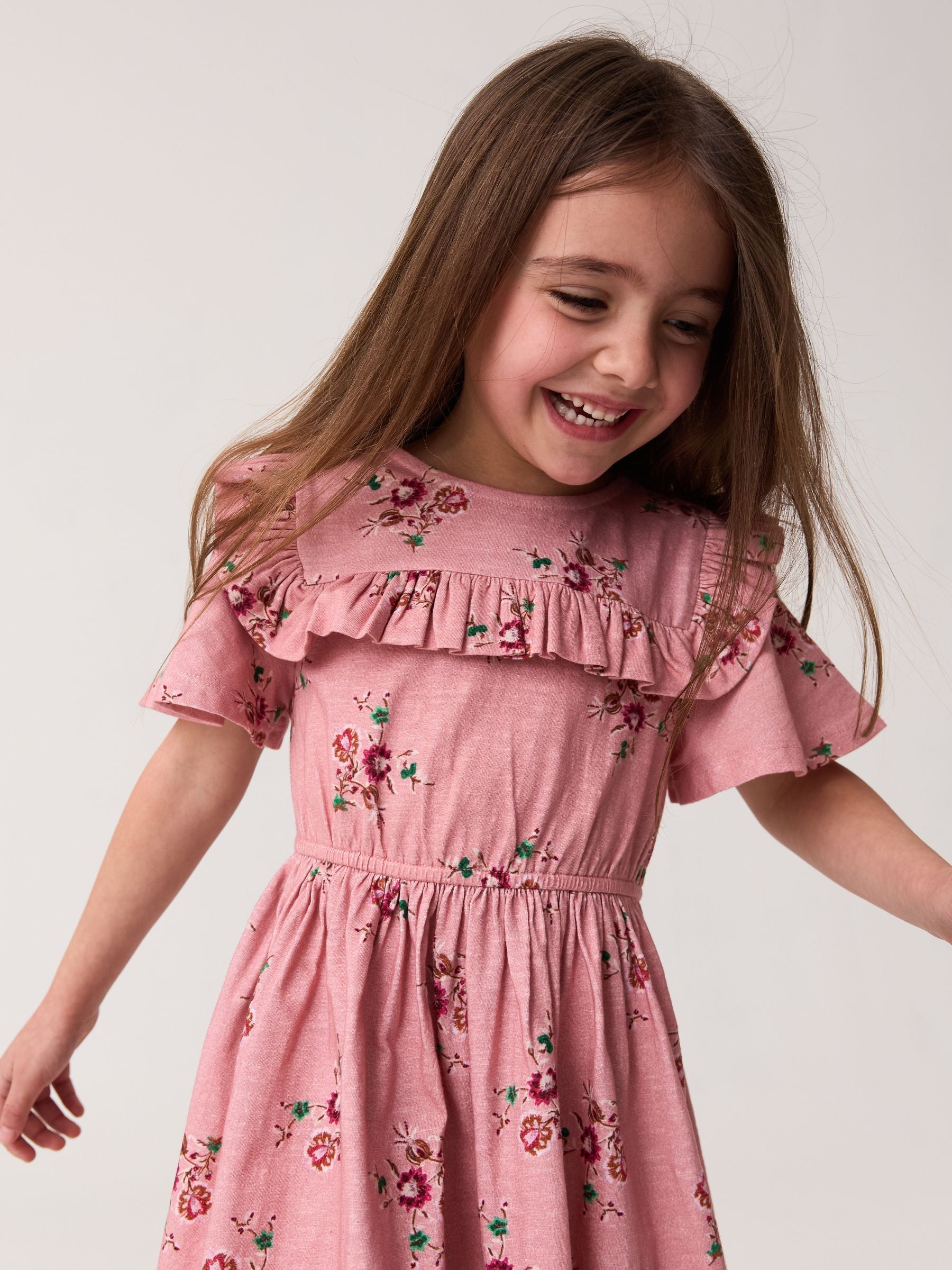 Laura Ashley Pink/Cream Short Sleeve Jersey Dress 2 Pack image 8