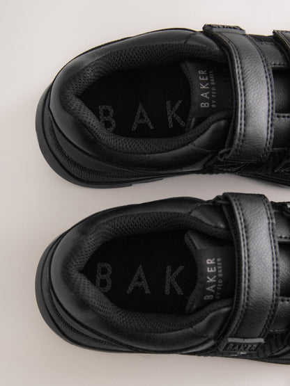 Back to School Black Branded Two Strap Touch Fastening Trainers image 4