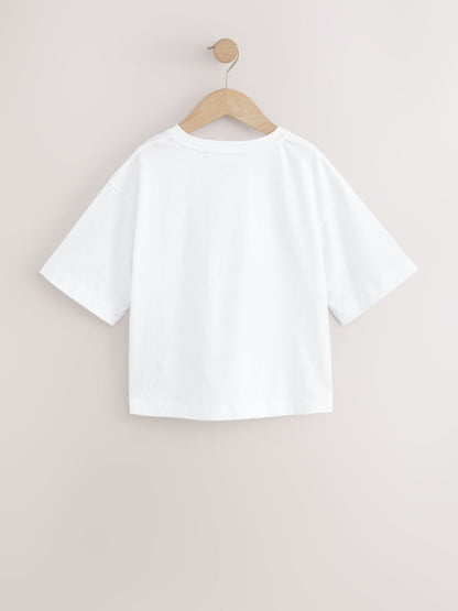 Dsiney Kidz - White Flower Oversized Boxy Sequin T-Shirt (3-16yrs) image 6
