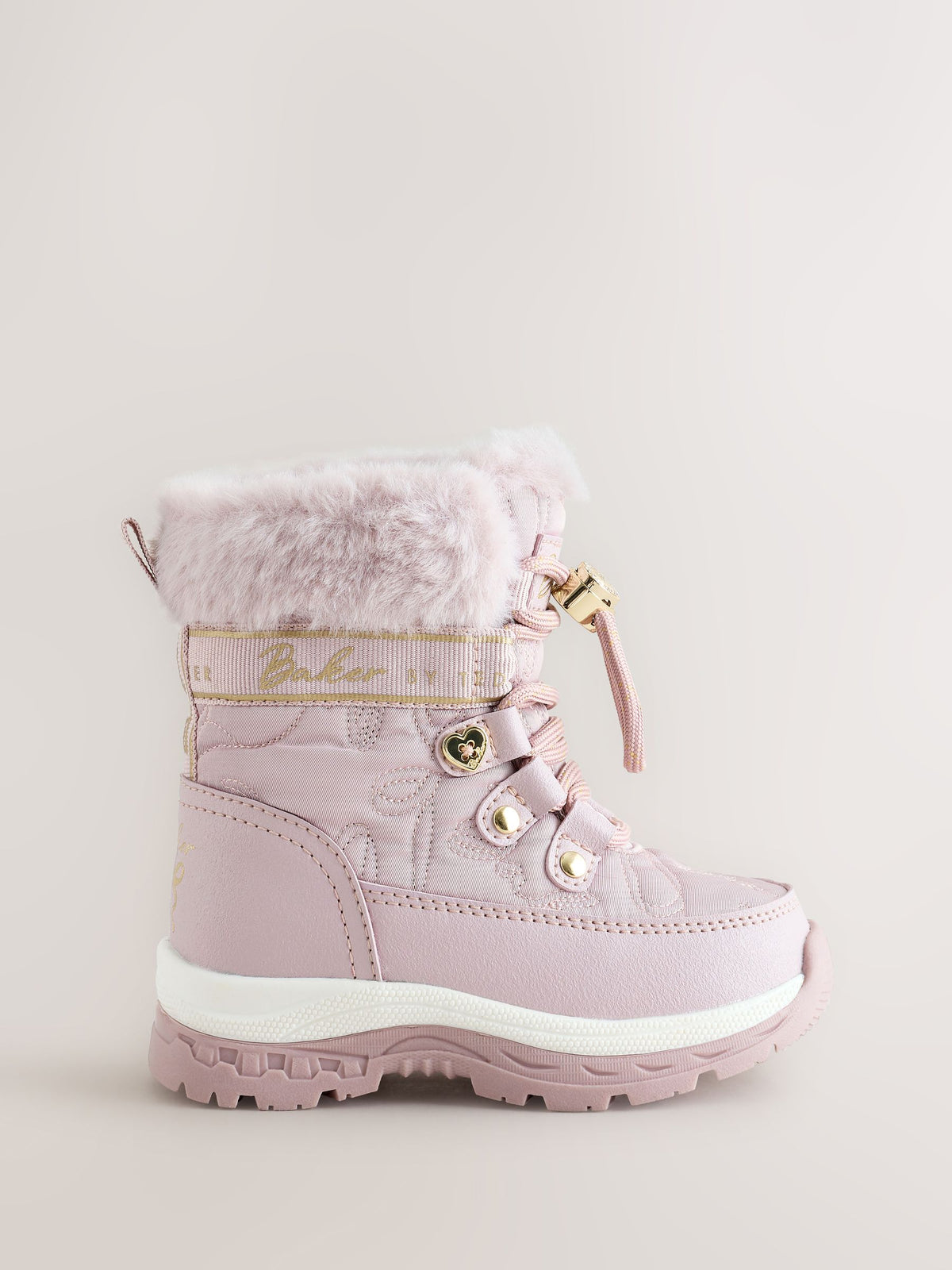 Baker by Ted Baker Pink Quilted Nylon Bow Snow Boots - image 1