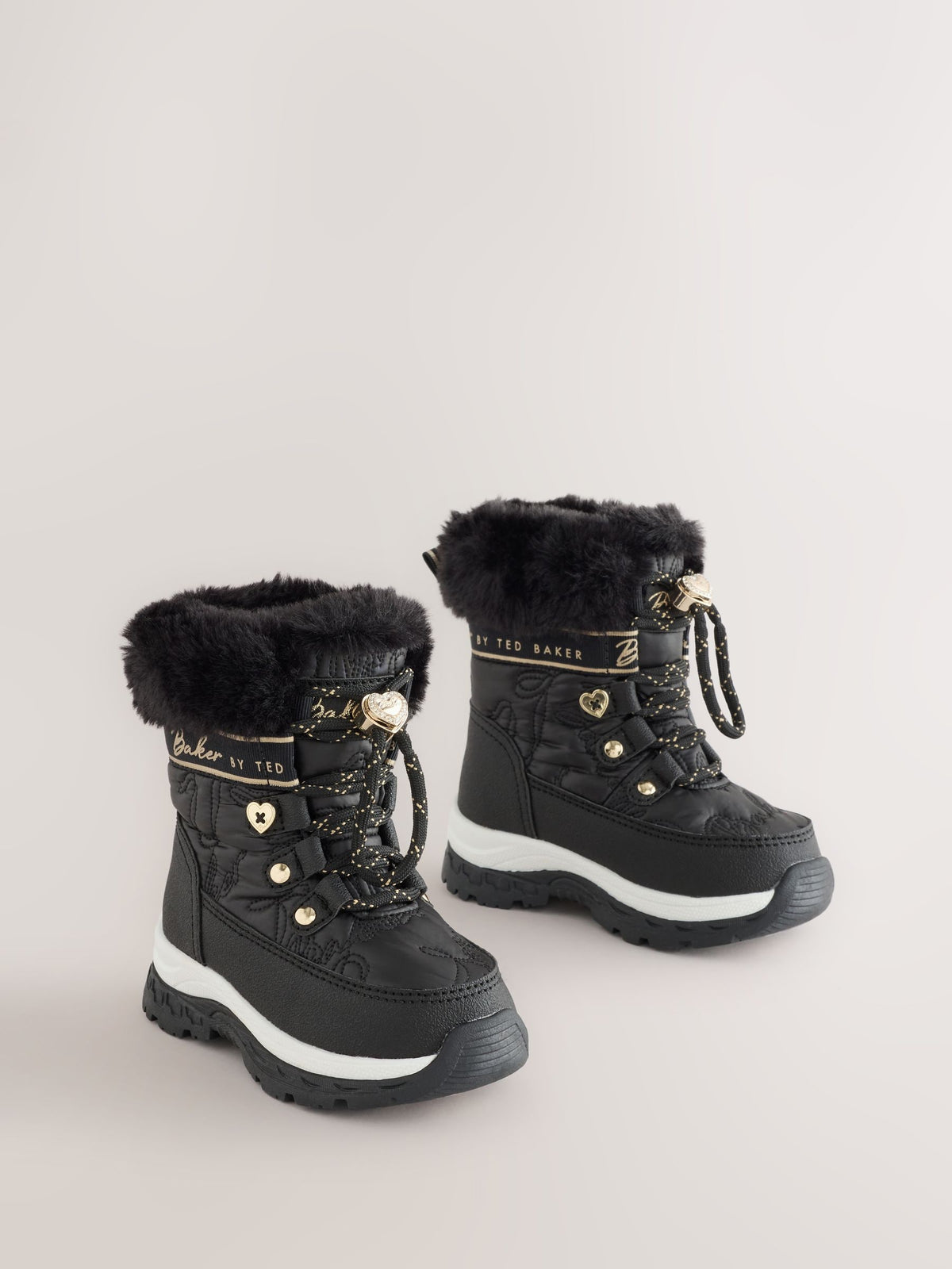 Baker by Ted Baker Black Quilted Nylon Bow Snow Boots - image 2