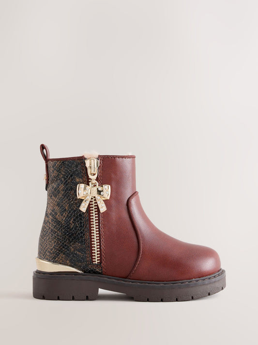 Dsiney Kidz - Baker by Ted Baker Chelsea Brown Boots with Snake Effect image 1