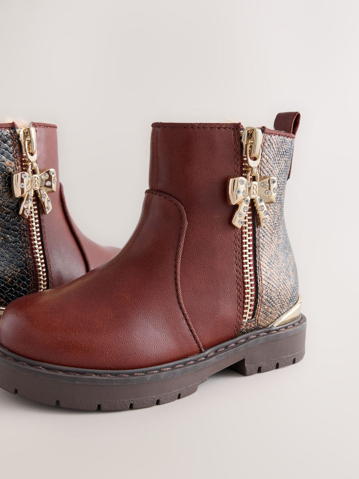 Dsiney Kidz - Baker by Ted Baker Chelsea Brown Boots with Snake Effect image 3