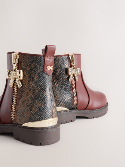 Dsiney Kidz - Baker by Ted Baker Chelsea Brown Boots with Snake Effect image 4