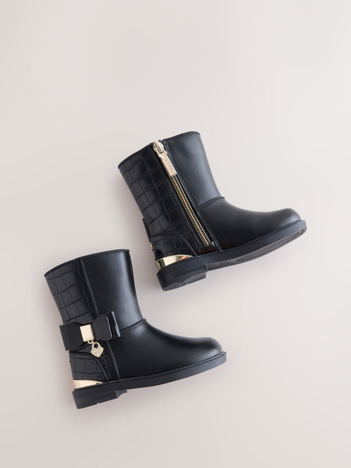 Dsiney Kidz - Baker by Ted Baker Bow Black Boots with Croc Effect image 3