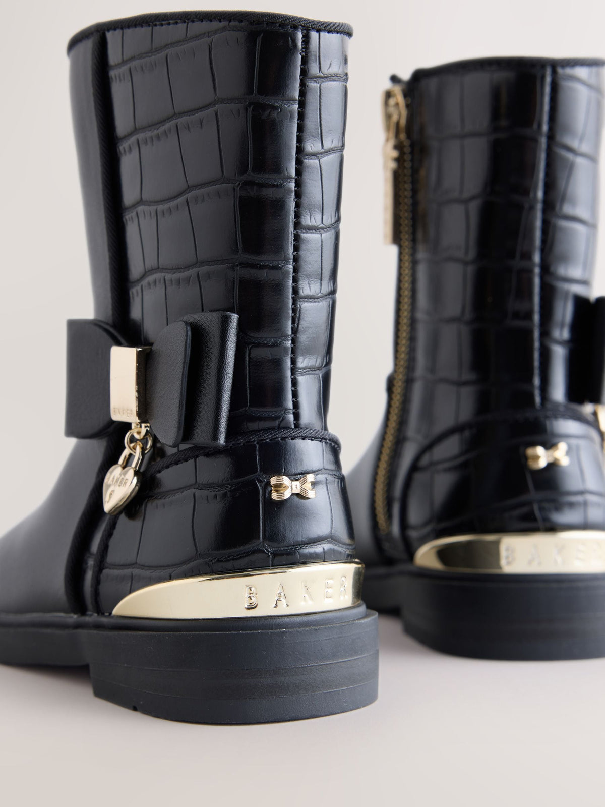 Dsiney Kidz - Baker by Ted Baker Bow Black Boots with Croc Effect image 4