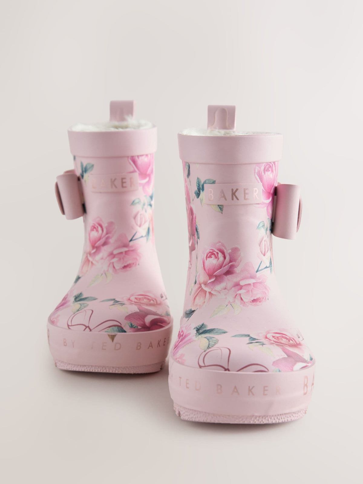 Dsiney Kidz - Baker by Ted Baker Pink Floral Baker by Ted Baker Faux Fur Lined Welly Boots with Bow image 5
