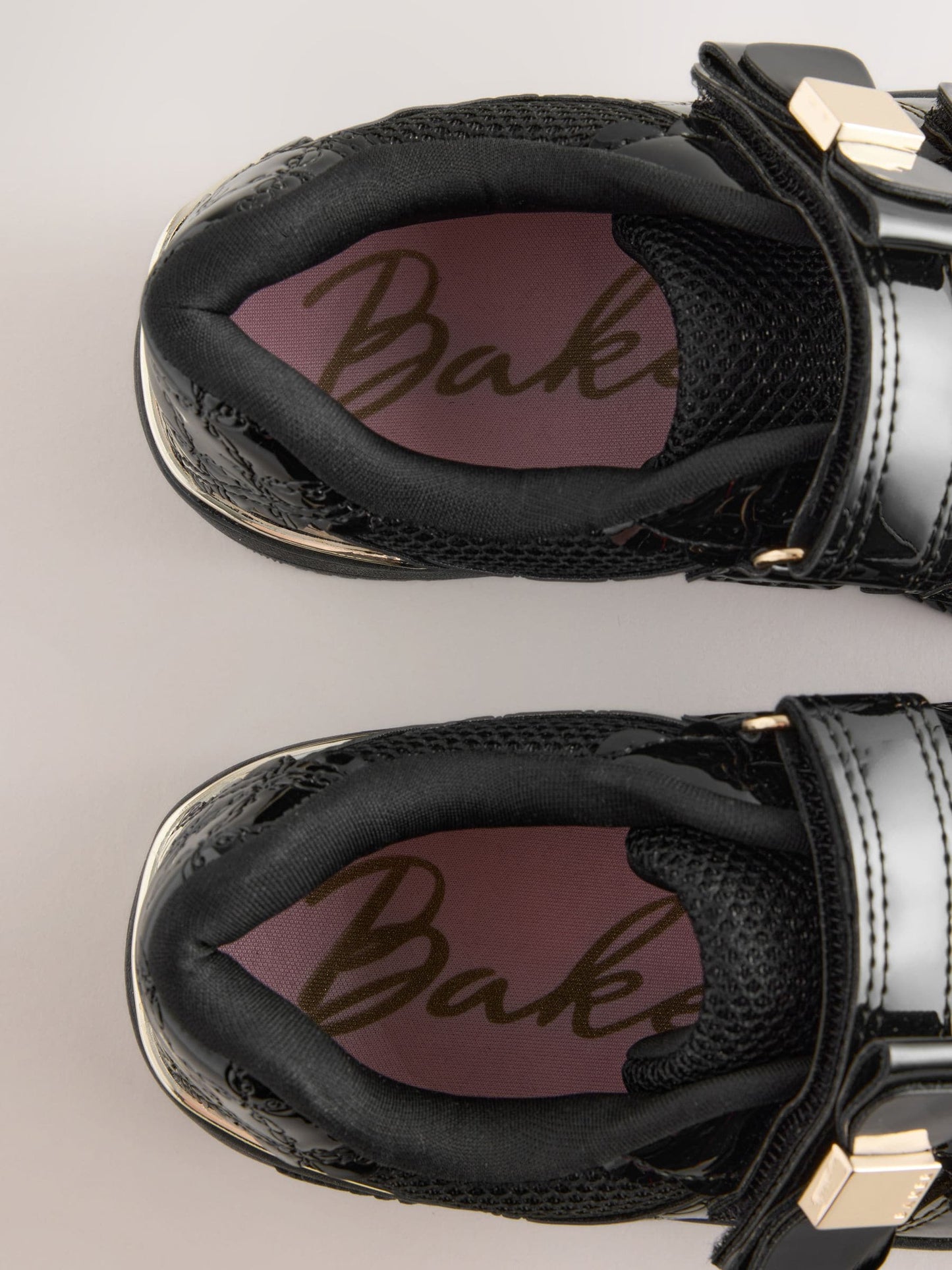 Back to School Black Patent Embossed Bow Trainers image 5