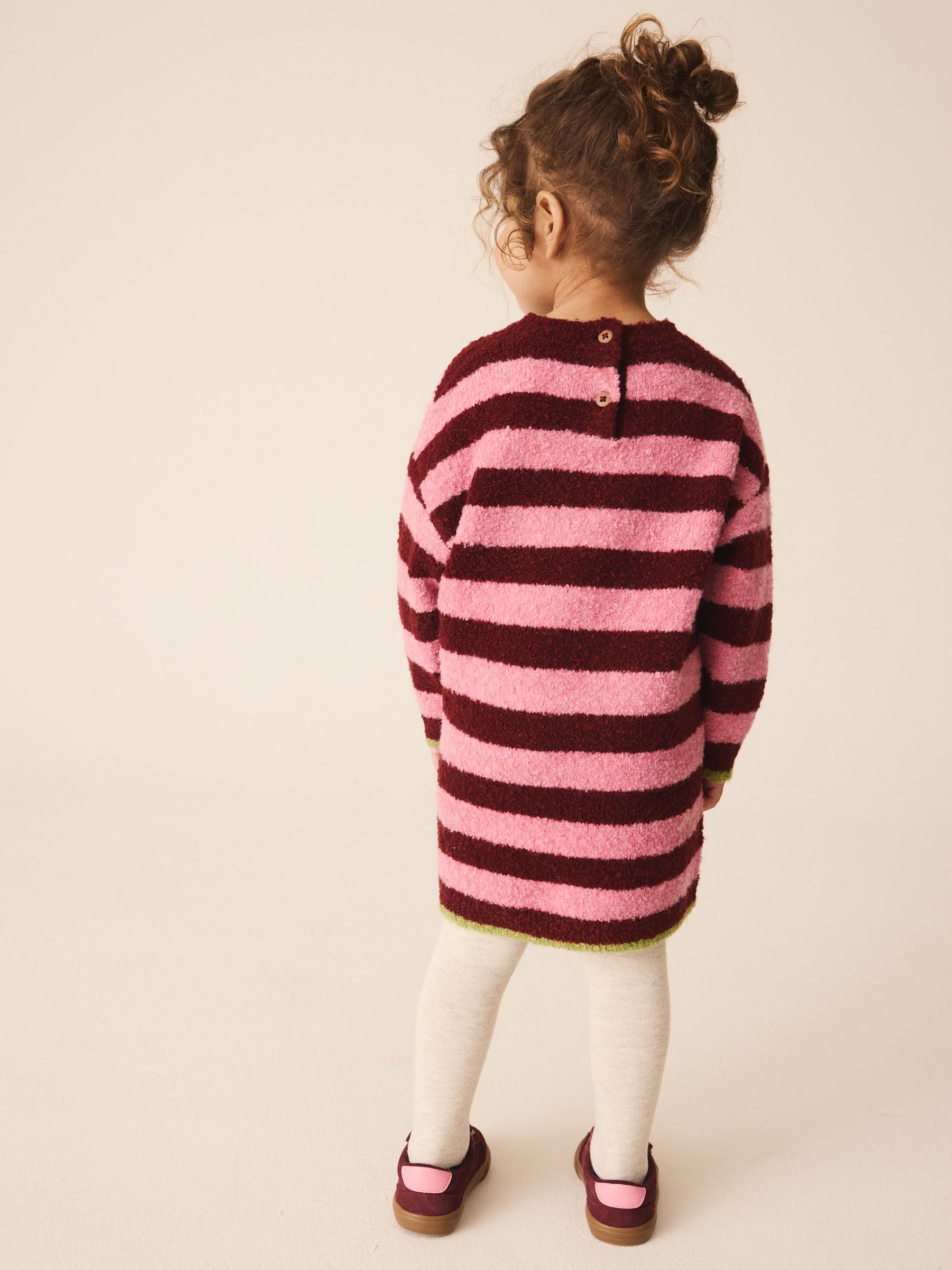 Dsiney Kidz - Pink Stripe Dog Jacquard Knitted Jumper Dress And Tights Set (3mths-7yrs) image 3