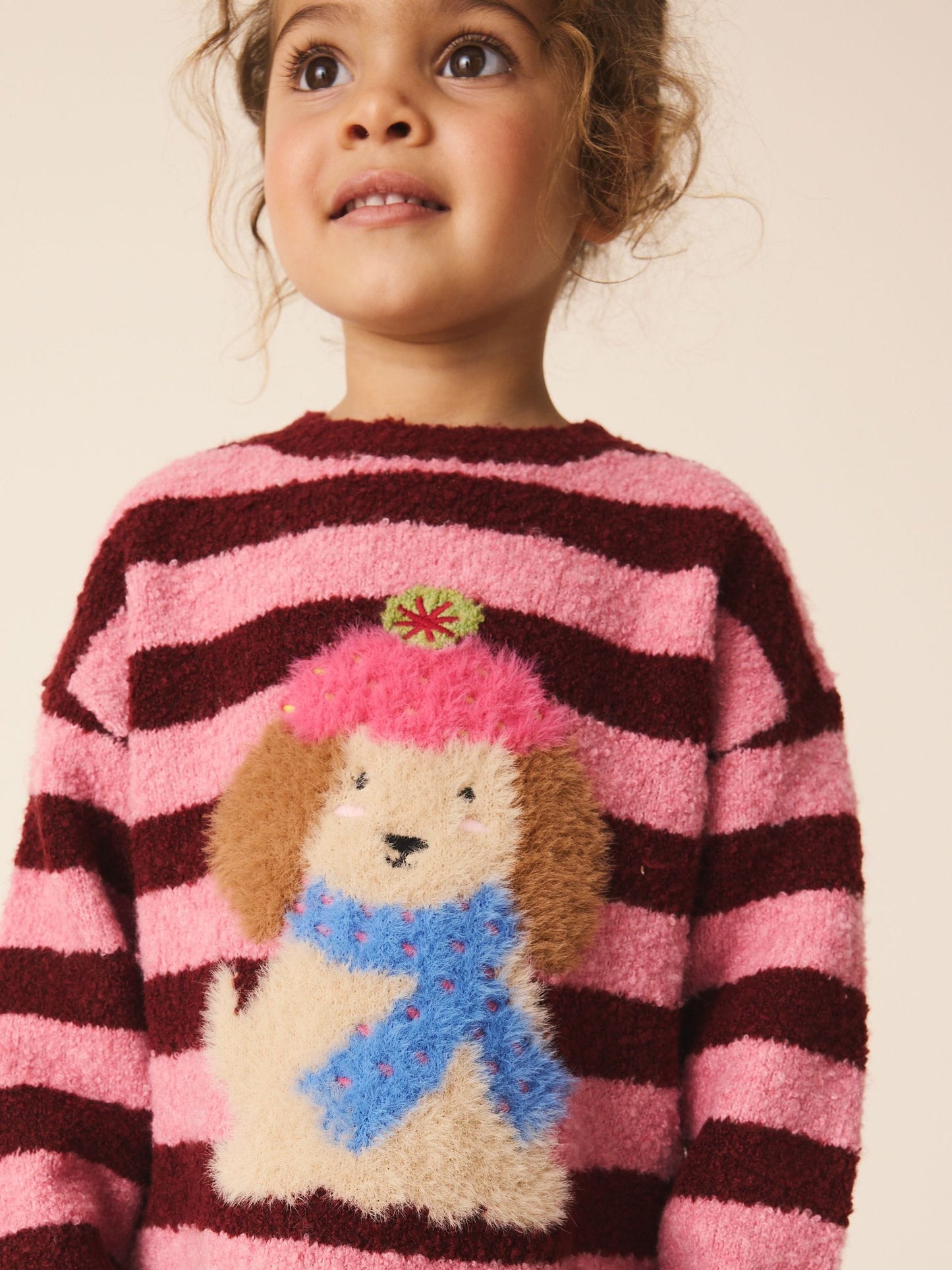 Dsiney Kidz - Pink Stripe Dog Jacquard Knitted Jumper Dress And Tights Set (3mths-7yrs) image 4