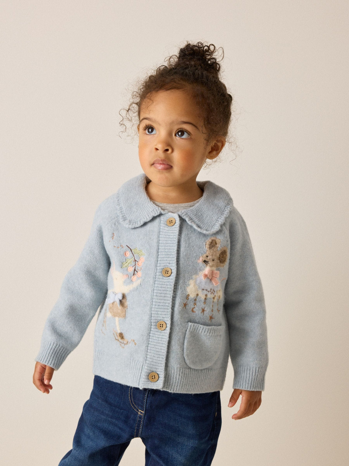 Dsiney Kidz - Blue Rabbit and Mouse Collar Cardigan (3mths-7yrs) image 1