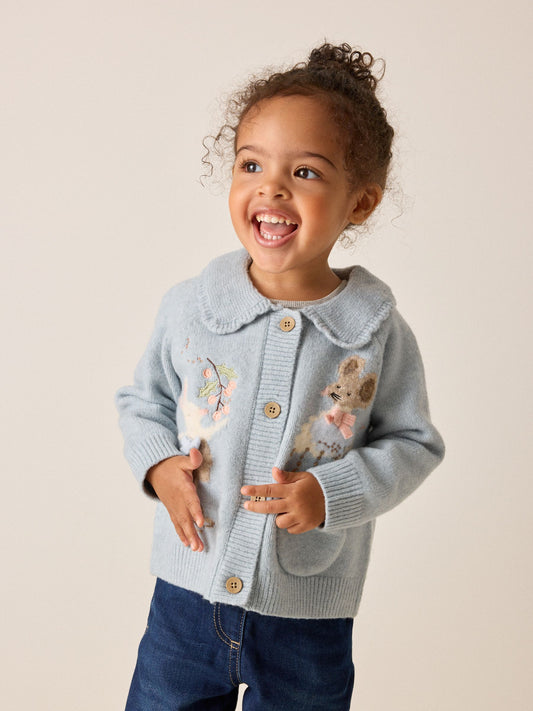 Dsiney Kidz - Blue Rabbit and Mouse Collar Cardigan (3mths-7yrs) image 2