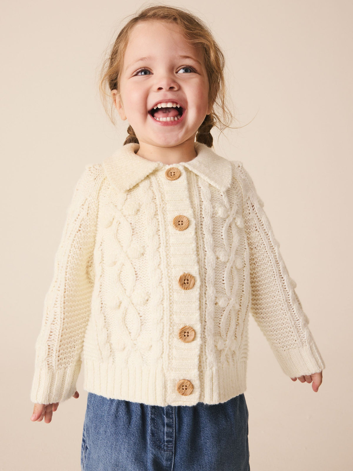 Dsiney Kidz - Ecru Chunky Bobble Cardigan (3mths-10yrs) image 1