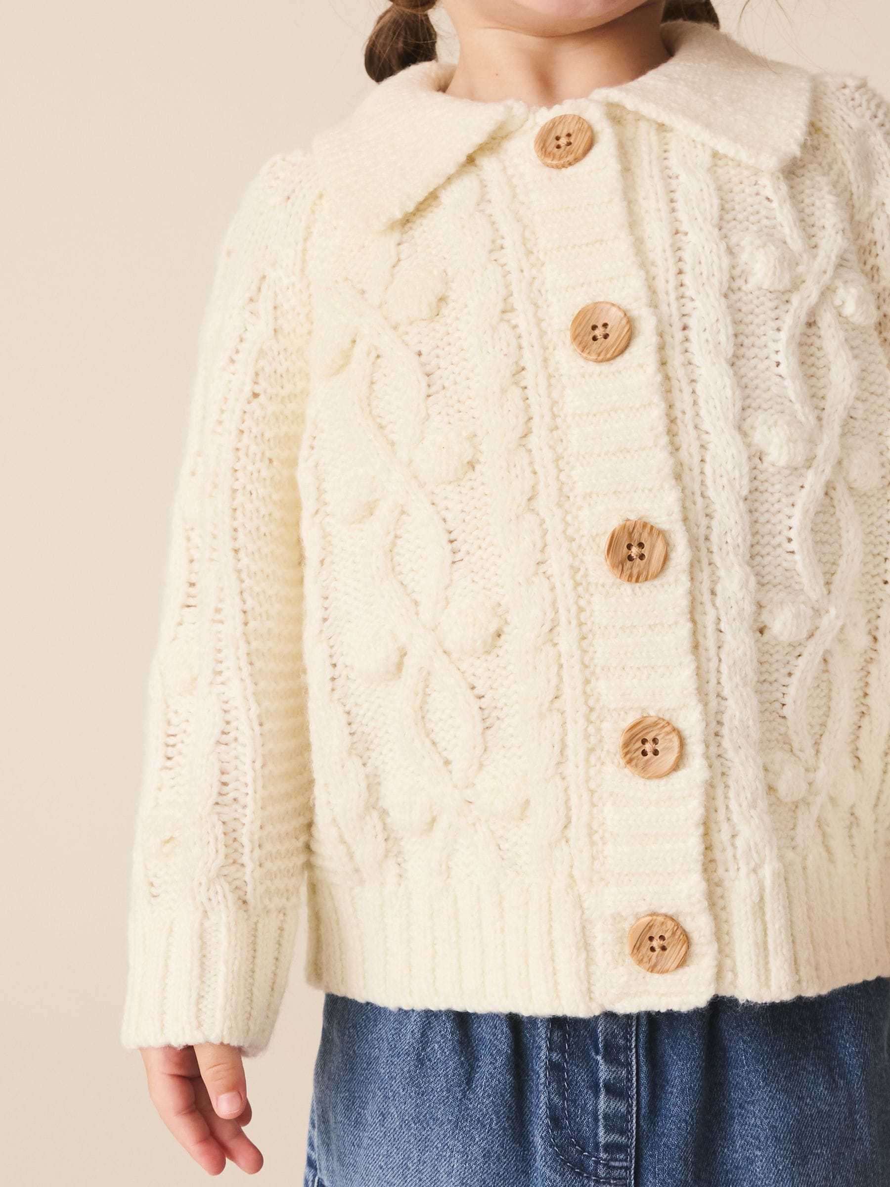 Dsiney Kidz - Ecru Chunky Bobble Cardigan (3mths-10yrs) image 2
