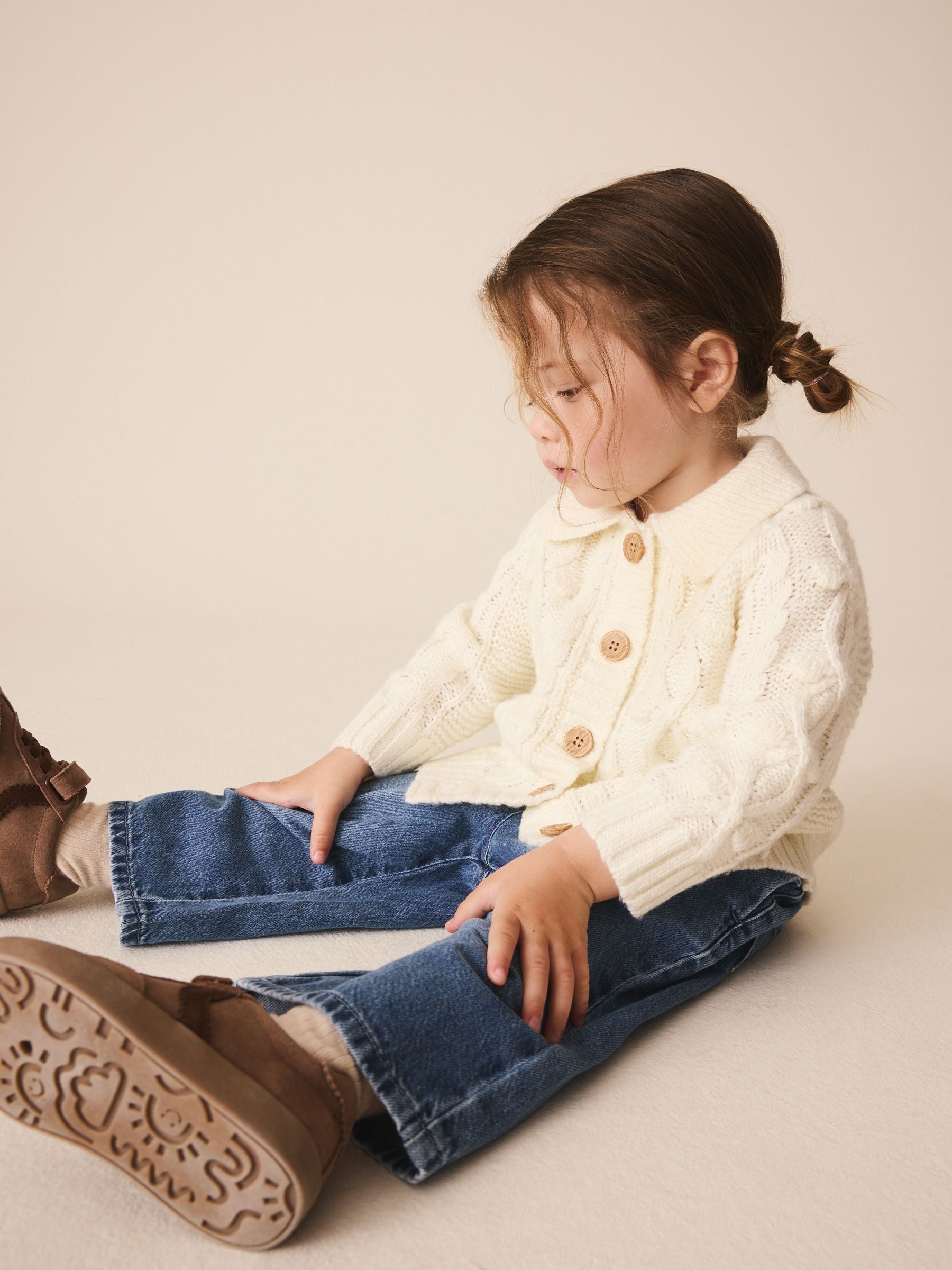 Dsiney Kidz - Ecru Chunky Bobble Cardigan (3mths-10yrs) image 4
