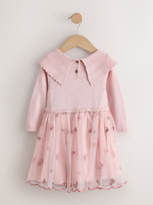 Pink Occassion Bow Collar Dress (3mths-10yrs) image 2