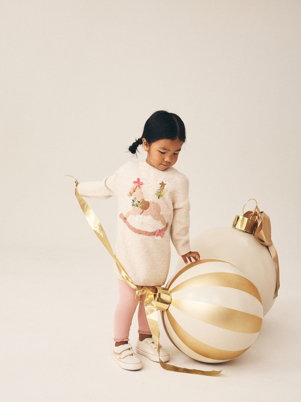 Ecru Rocking Horse Knitted Jumper Dress (3mths-7yrs) - image 3