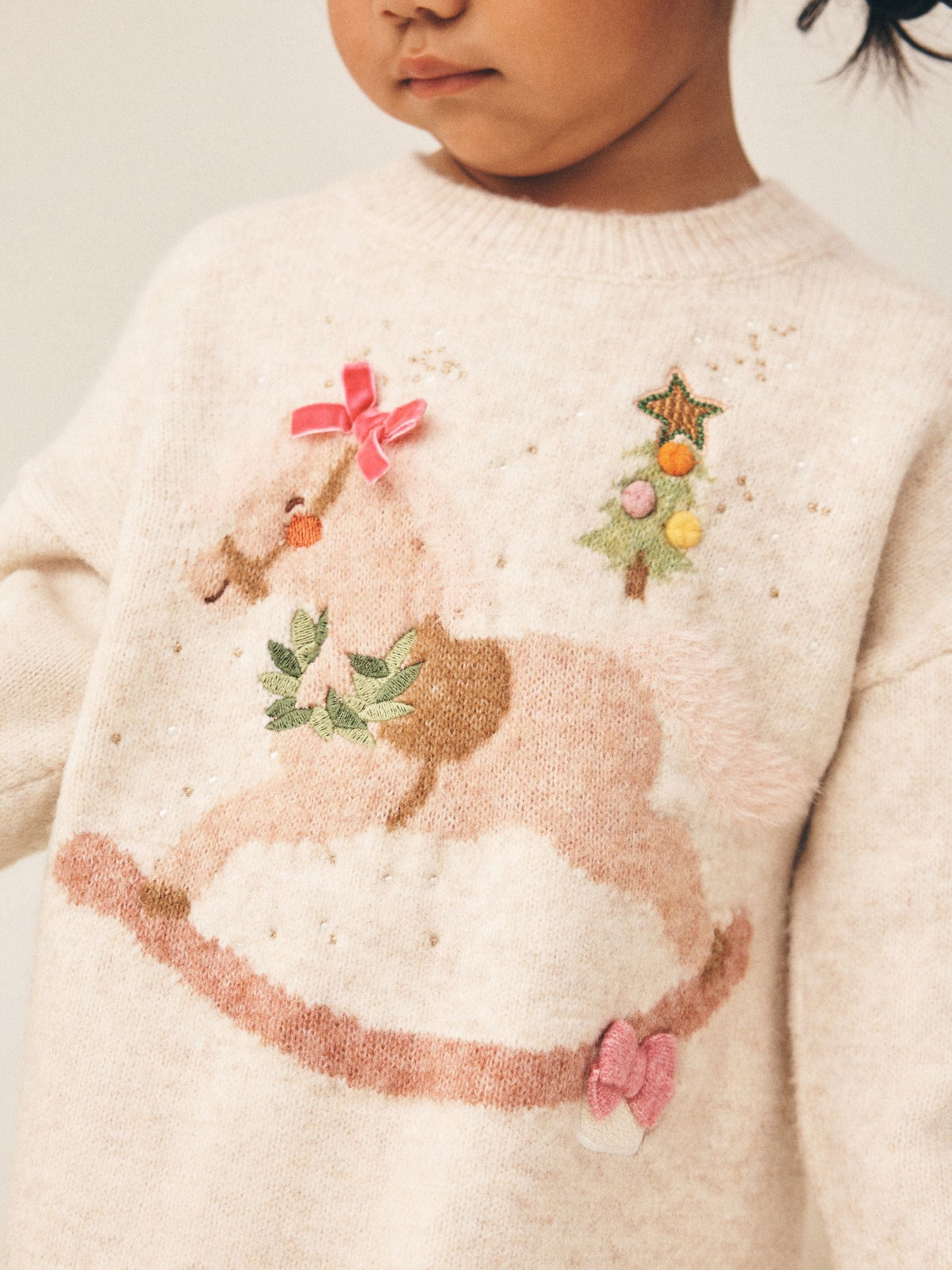 Ecru Rocking Horse Knitted Jumper Dress (3mths-7yrs) - image 4