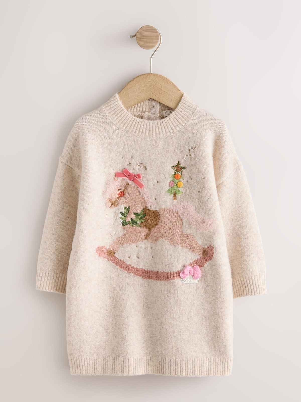 Ecru Rocking Horse Knitted Jumper Dress (3mths-7yrs) - image 6