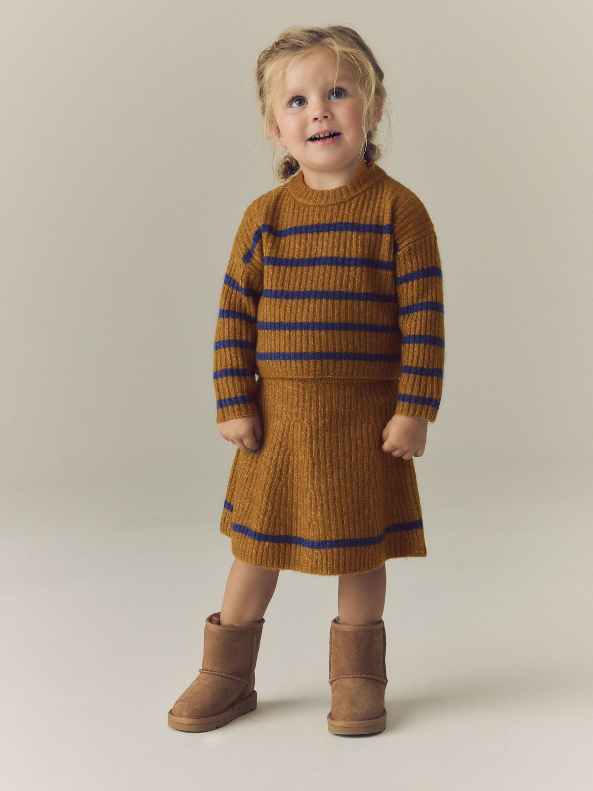 Brown and Blue Stripe Rib Skirt Set (3mths-7yrs) - image 1