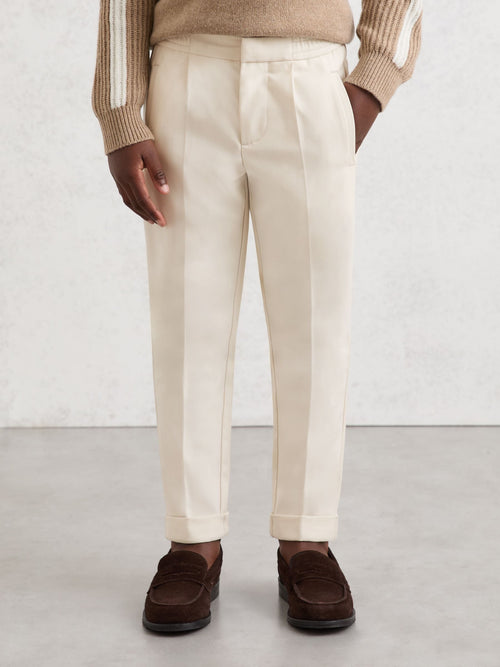 Reiss Off White Brighton 9-13 yrs Slim-Fit Pleated Trouser image 1