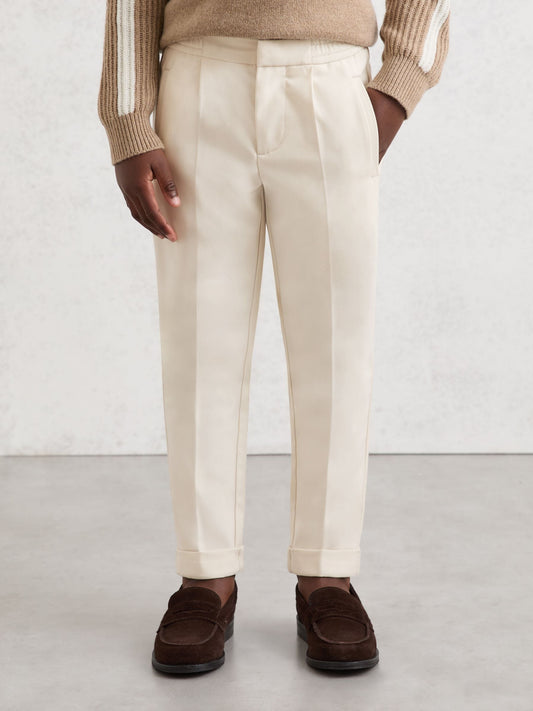 Reiss Off White Brighton 9-13 yrs Slim-Fit Pleated Trouser image 1