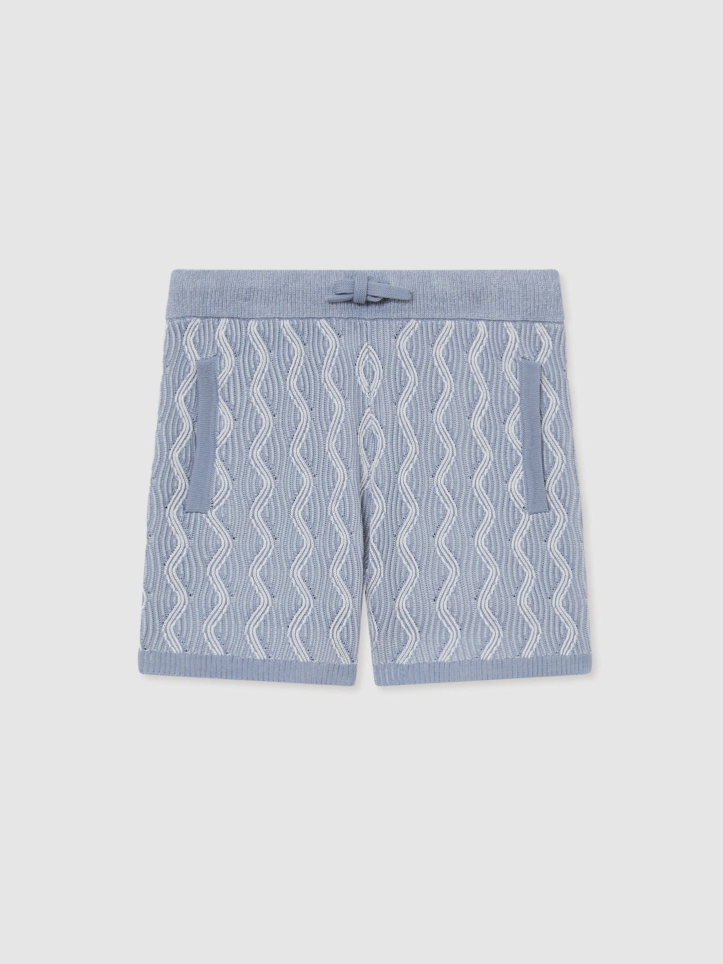 Reiss Blue Bodhi 3-9 yrs Wave-Knit Drawstring Shorts image 1