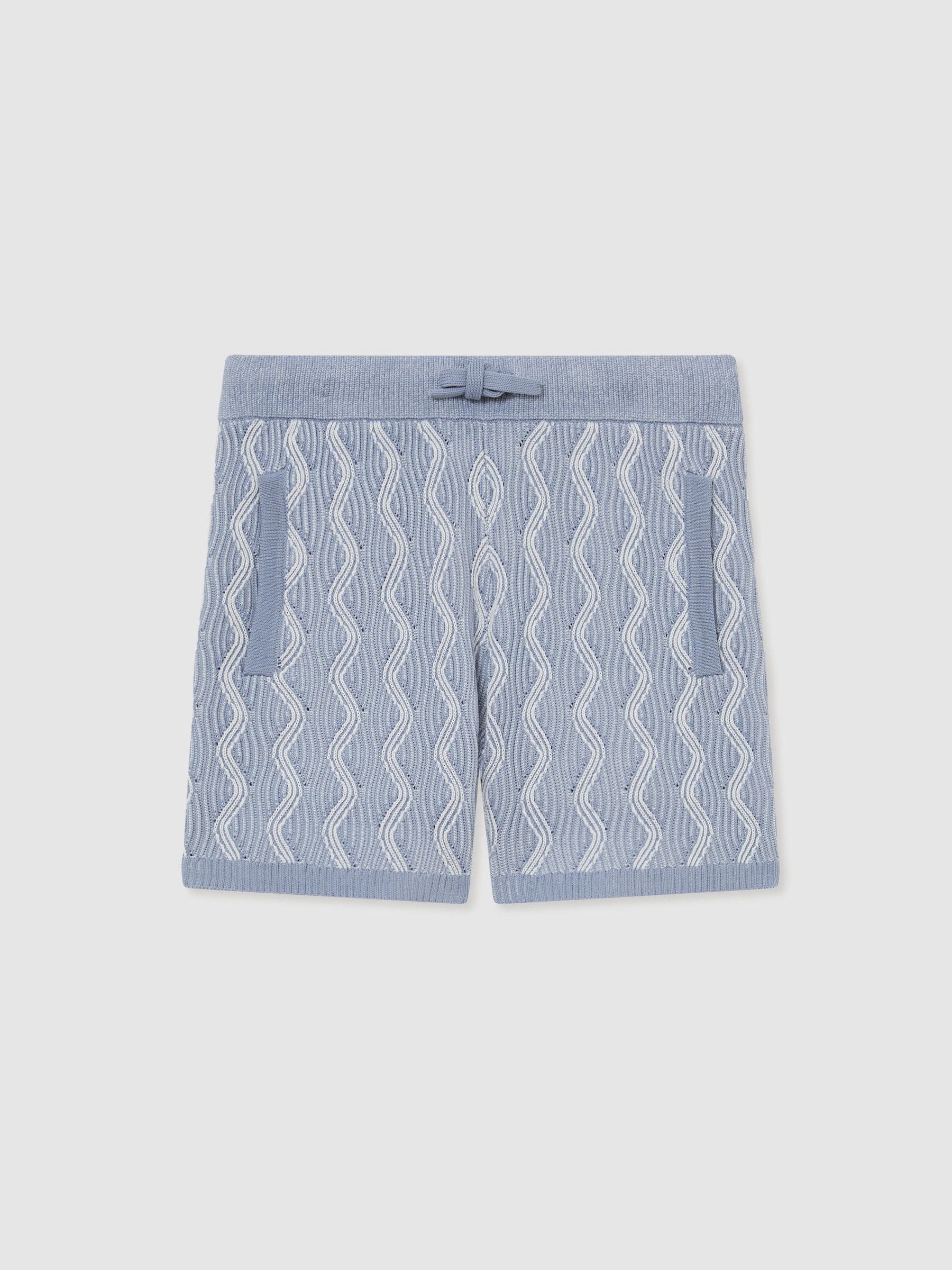 Reiss Blue Bodhi 3-9 yrs Wave-Knit Drawstring Shorts image 1