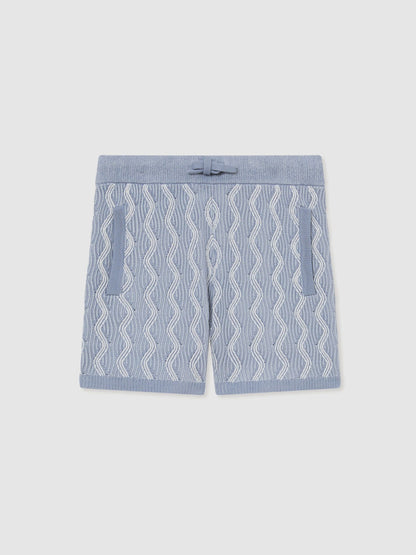 Reiss Blue Bodhi 3-9 yrs Wave-Knit Drawstring Shorts image 1