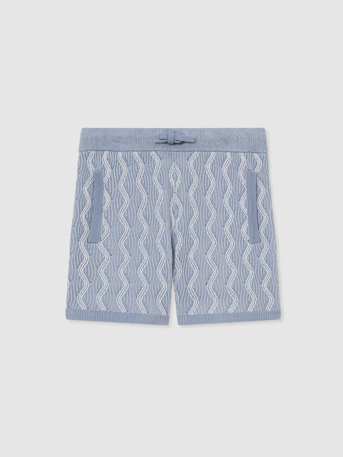 Reiss Blue Bodhi 3-9 yrs Wave-Knit Drawstring Shorts image 1
