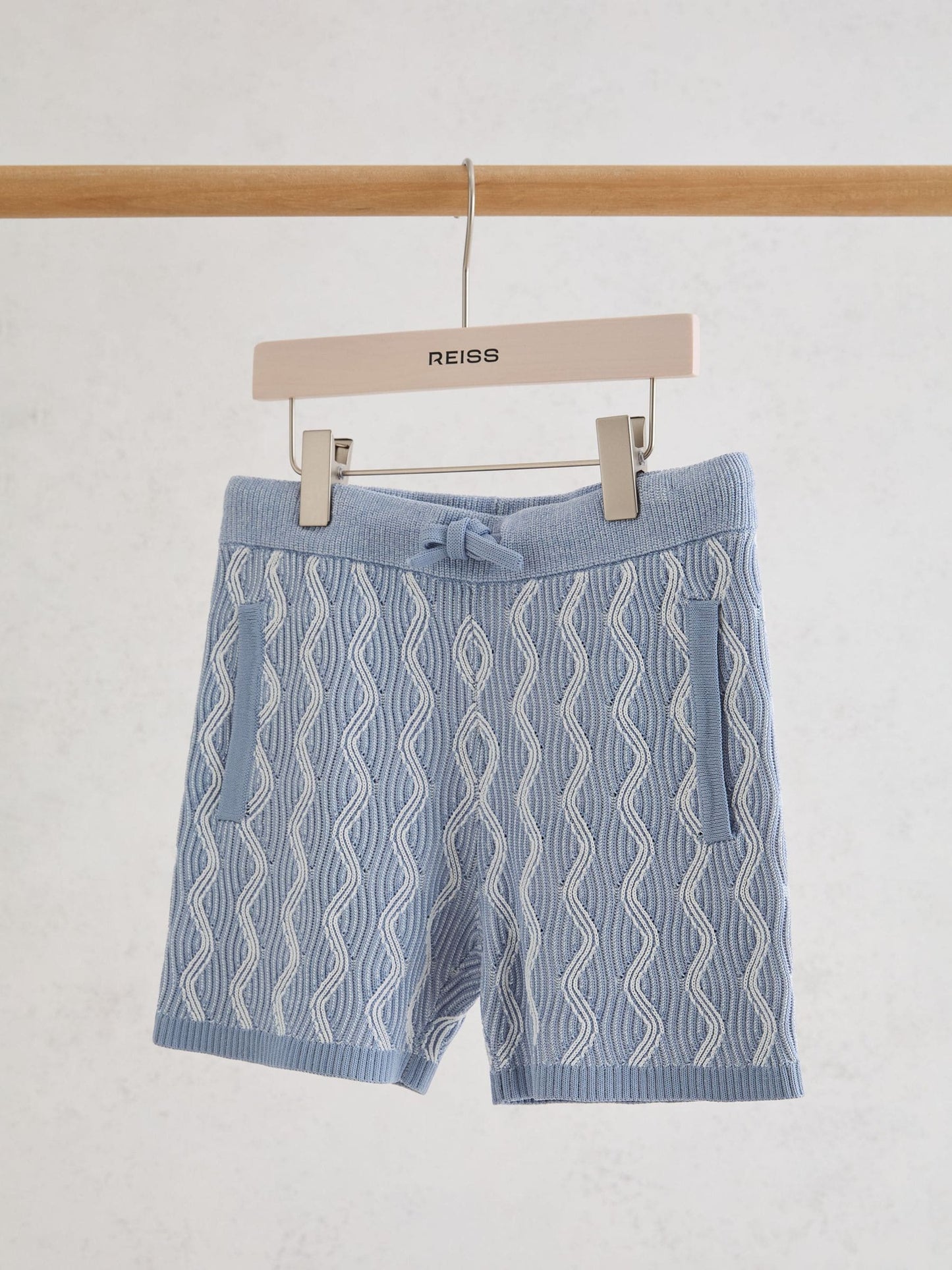 Reiss Blue Bodhi 3-9 yrs Wave-Knit Drawstring Shorts image 2