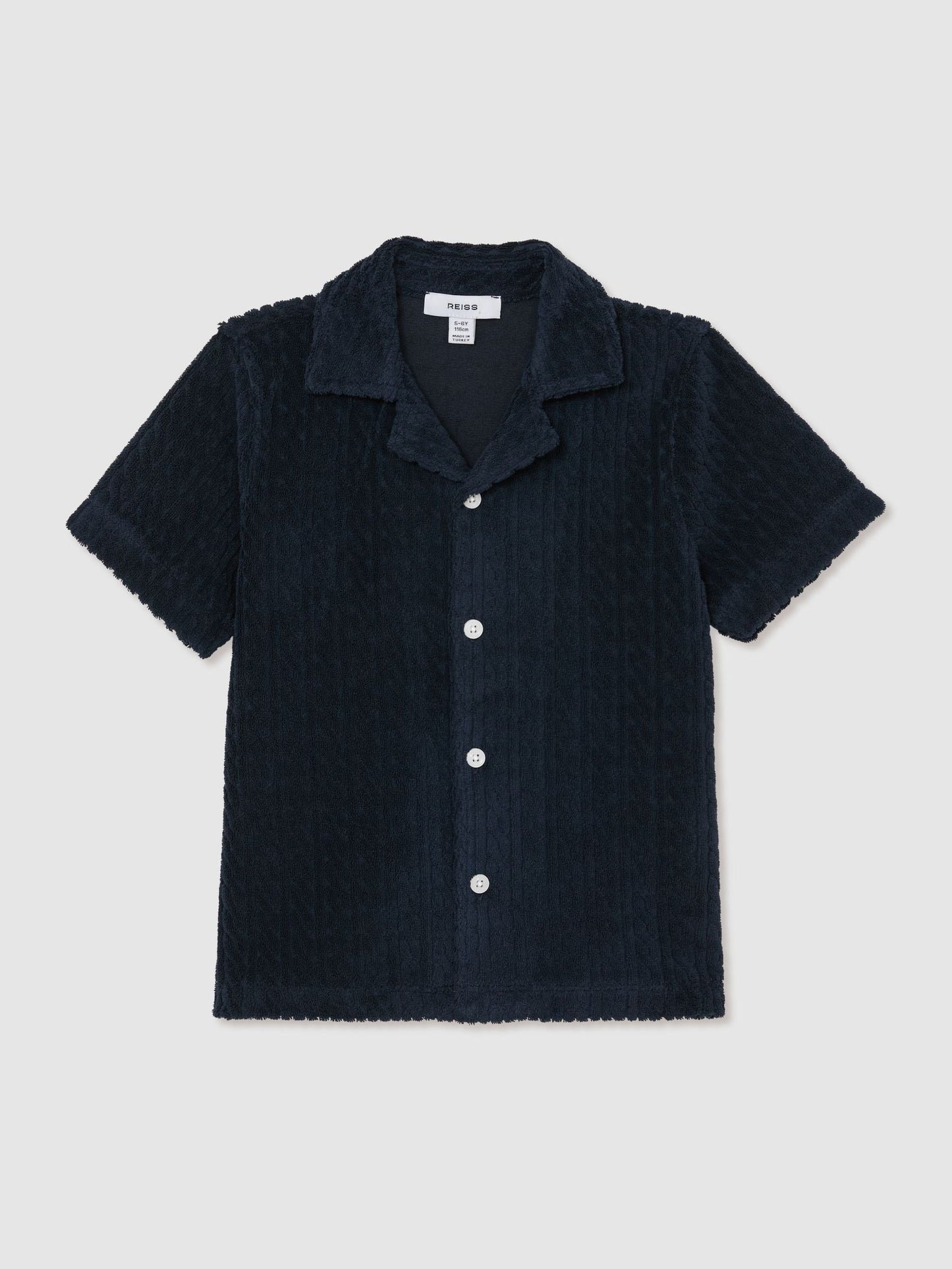 Reiss Navy Shore 9-13 yrs Towelling Cuban-Collar Shirt image 2