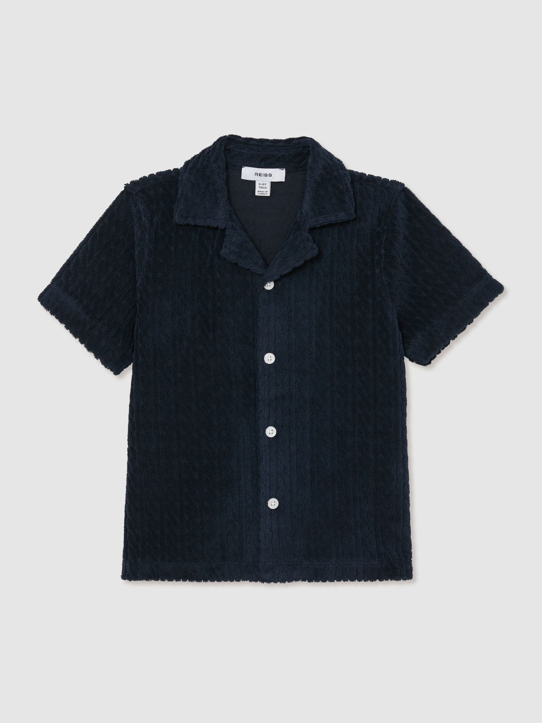 Reiss Navy Shore 9-13 yrs Towelling Cuban-Collar Shirt image 2