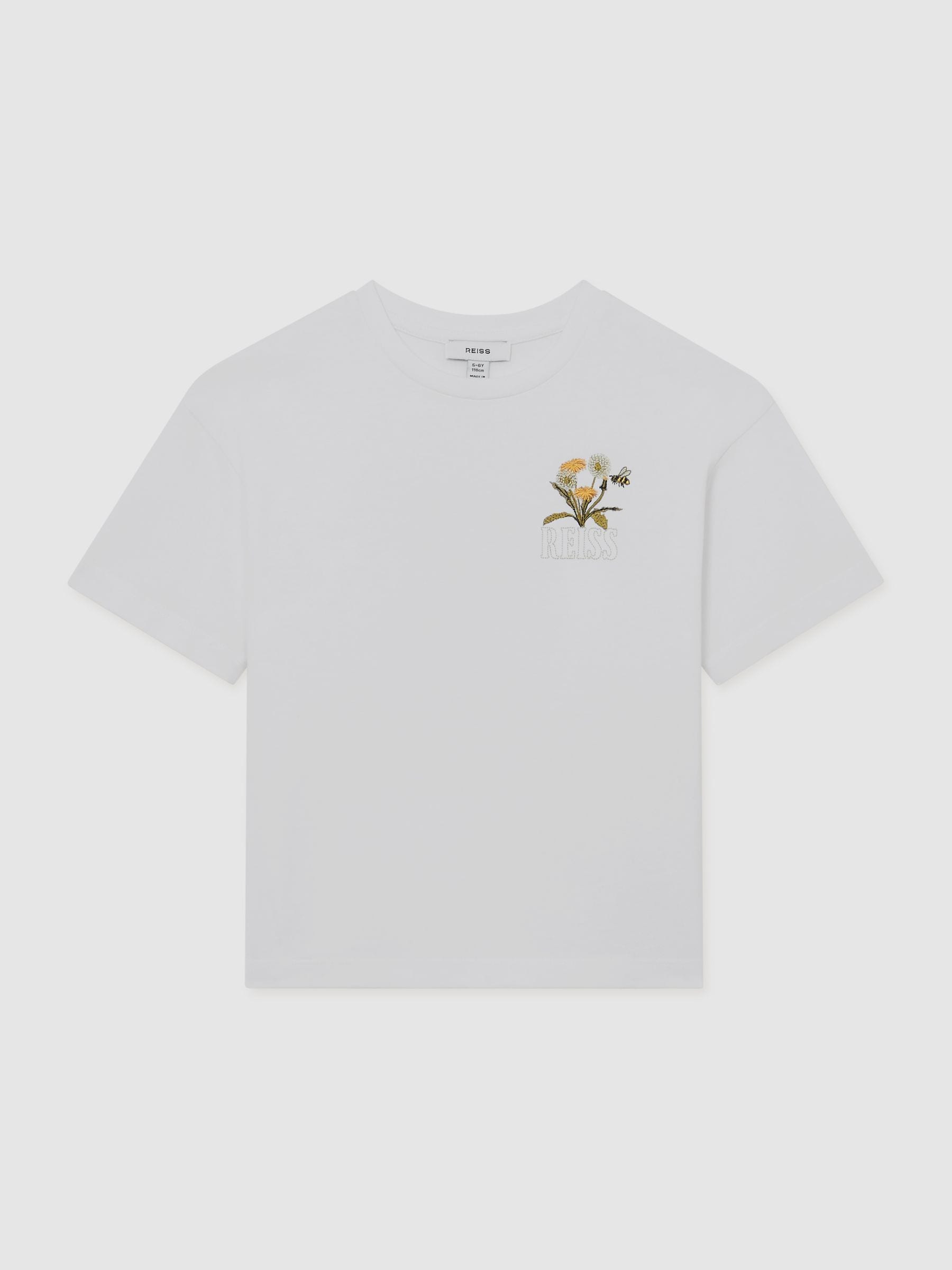 Reiss White Dean 9-13 yrs Cotton Dandelion Logo T-Shirt image 2
